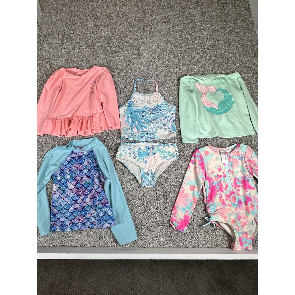 Girls Swim Lot 5pc Lilly Pulitzer‎ Cat & Jack Rashguards Size 4/5  Please Read